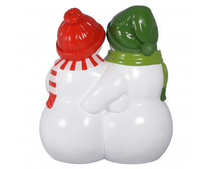 Toscano - Powder Pals Holiday Snowman Photo Op Sculptural Bench