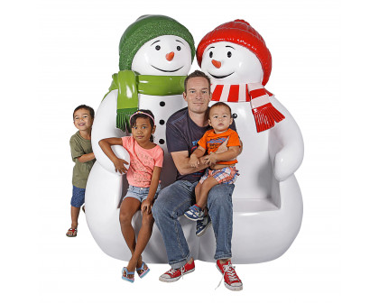 Toscano - Powder Pals Holiday Snowman Photo Op Sculptural Bench