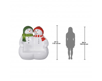 Toscano - Powder Pals Holiday Snowman Photo Op Sculptural Bench