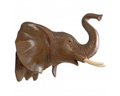 Toscano - Exotic African Elephant Trophy Head Wall Mount Sculpture