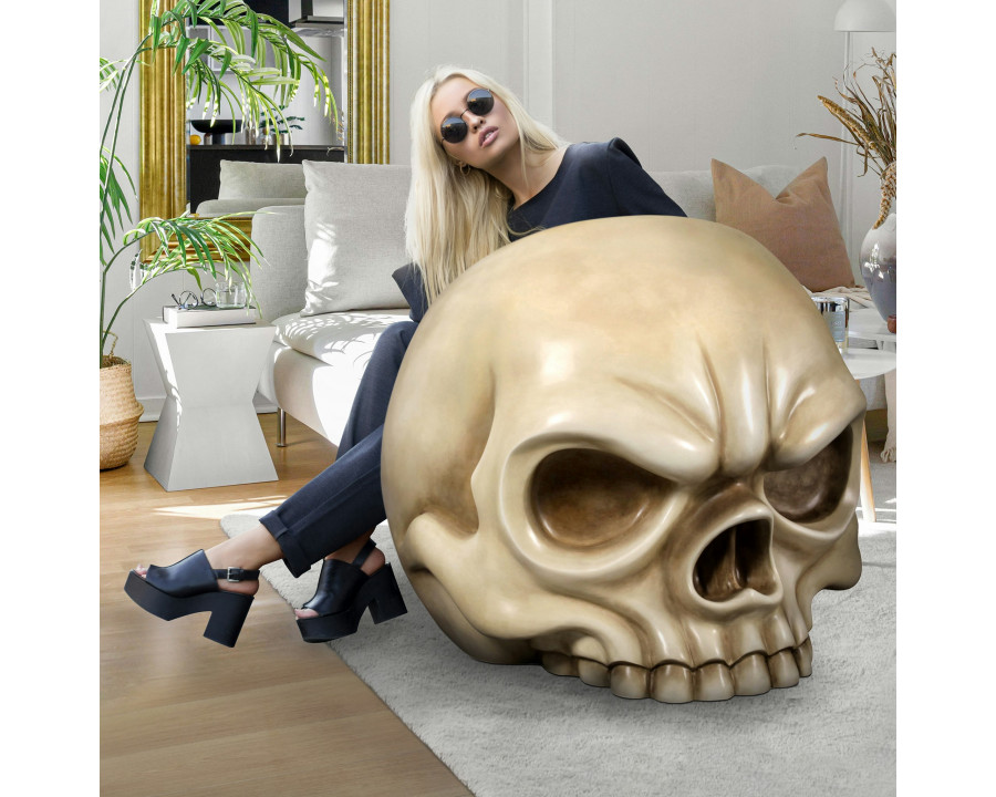 Toscano Lost Souls Gothic Skull Sculptural Chair - Bone