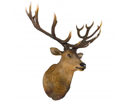 Toscano - Big Antler Buck Trophy Deer Head Wall Sculpture