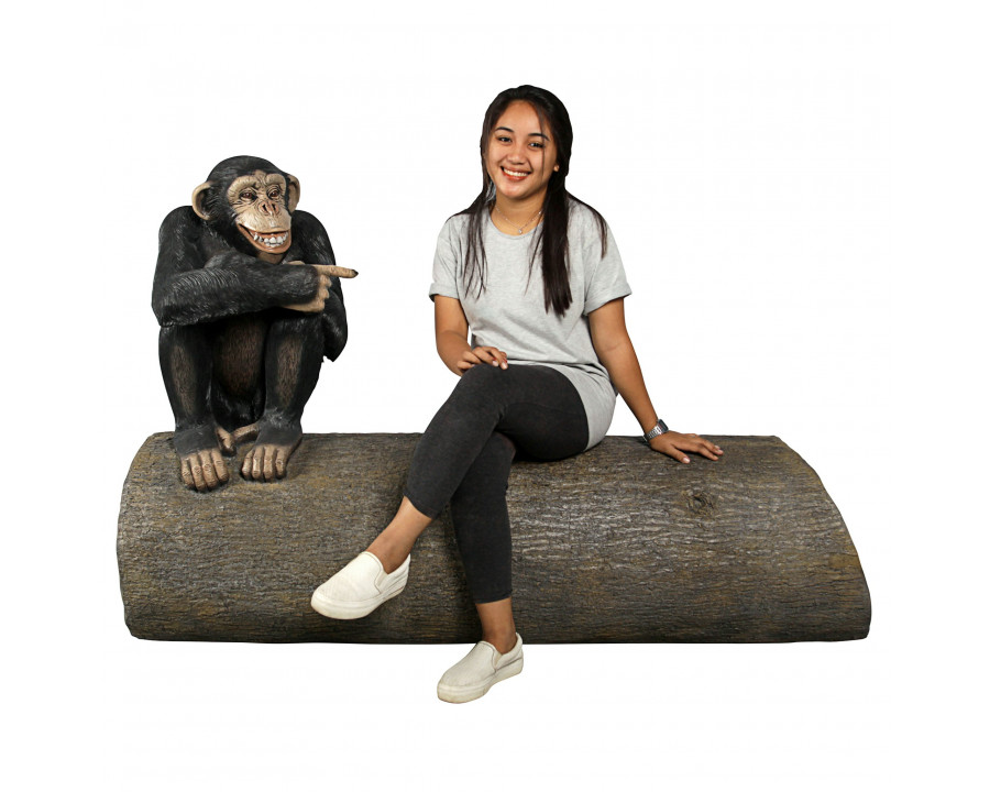 Toscano - Monkey See Monkey Do Chimpanzee Photo Op Sculptural Bench