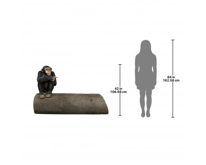 Toscano - Monkey See Monkey Do Chimpanzee Photo Op Sculptural Bench