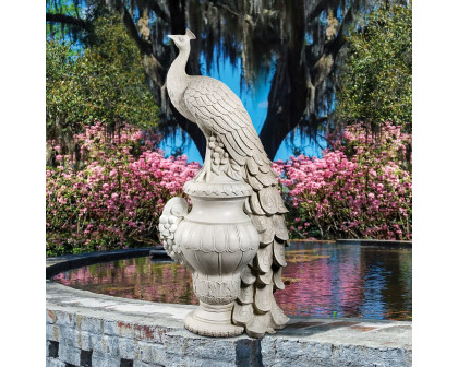 Toscano Staverden Castle Peacock on an Urn Giant Garden Statue