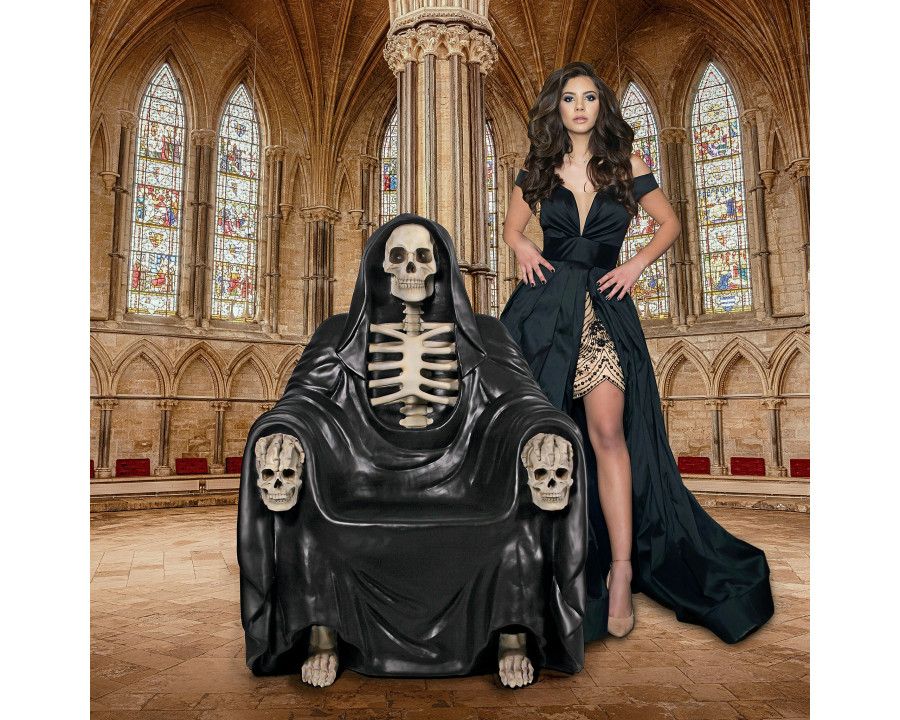 Toscano - Seat of Death Grim Reaper Throne Chair in Black, Designer Resin/Fiberglass