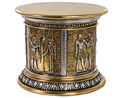 Toscano - Egyptian Karnak Temple Side Table and Statuary Pedestal in Silver/Gold, Fiberglass