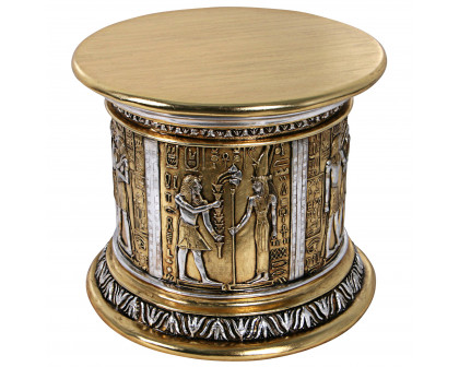 Toscano - Egyptian Karnak Temple Side Table and Statuary Pedestal in Silver/Gold, Fiberglass