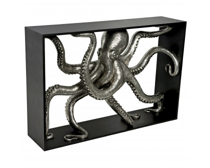 Toscano - Depths of the Sea Kraken Octopus Console Table in Black/Silver, Designer Resin