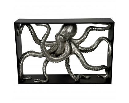 Toscano - Depths of the Sea Kraken Octopus Console Table in Black/Silver, Designer Resin