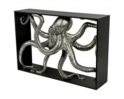 Toscano - Depths of the Sea Kraken Octopus Console Table in Black/Silver, Designer Resin