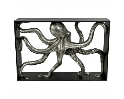 Toscano - Depths of the Sea Kraken Octopus Console Table in Black/Silver, Designer Resin