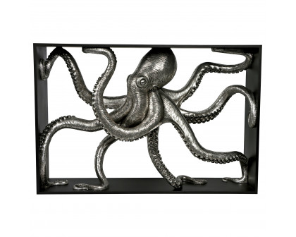 Toscano - Depths of the Sea Kraken Octopus Console Table in Black/Silver, Designer Resin