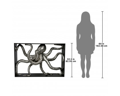 Toscano - Depths of the Sea Kraken Octopus Console Table in Black/Silver, Designer Resin