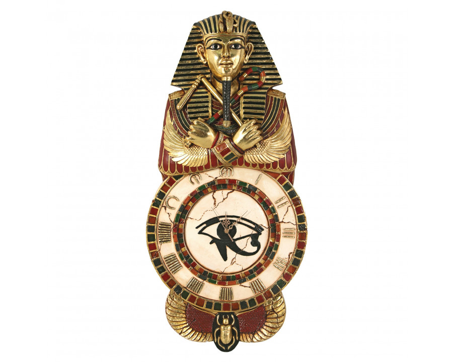 Toscano - Pharaoh Tut Medinet Habu Sculptural Egyptian Wall Clock