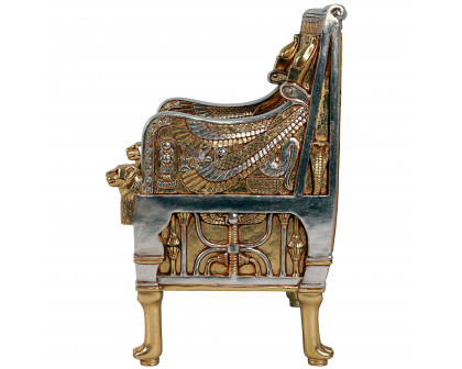 Toscano - King Tut Egyptian Throne Chair in Silver/Gold, Fiberglass