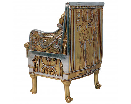 Toscano - King Tut Egyptian Throne Chair in Silver/Gold, Fiberglass