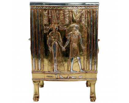 Toscano - King Tut Egyptian Throne Chair in Silver/Gold, Fiberglass