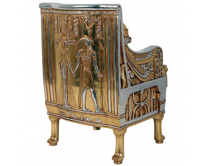 Toscano - King Tut Egyptian Throne Chair in Silver/Gold, Fiberglass