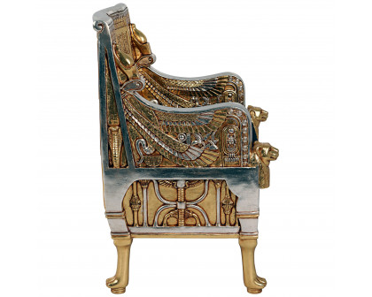 Toscano - King Tut Egyptian Throne Chair in Silver/Gold, Fiberglass