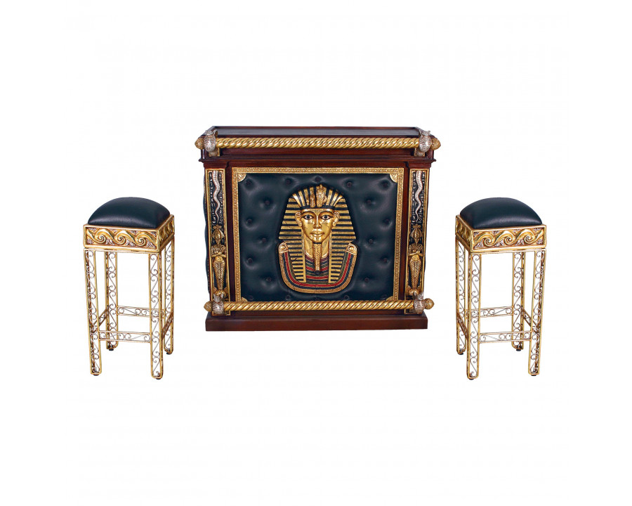 Toscano - The Altar of Tenenit Egyptian Bar with Two Barstools