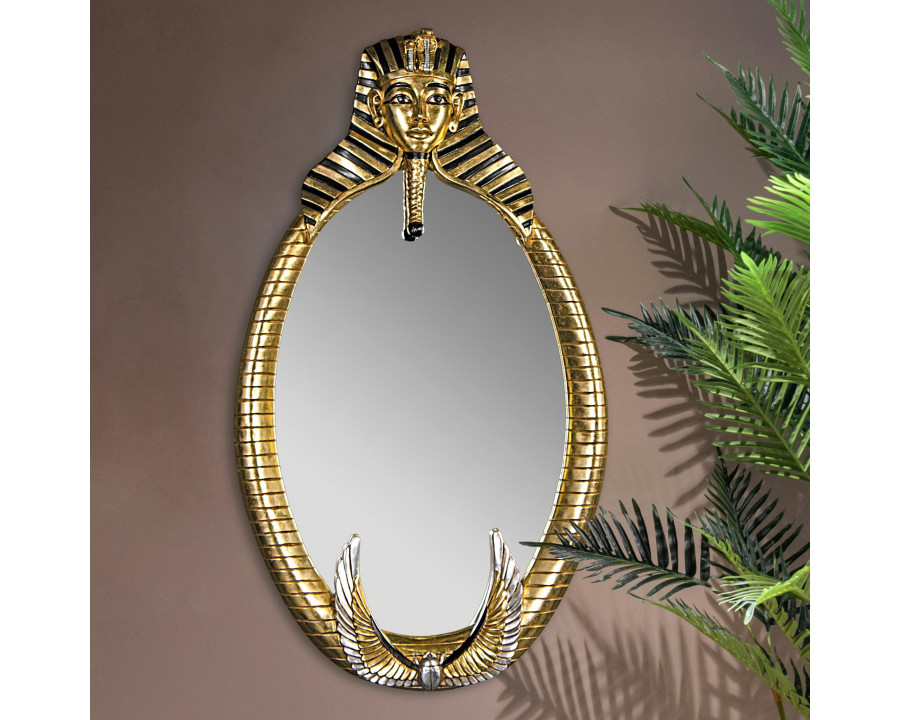 Toscano - The Spirit of Tutankhamen Egyptian Oval Mirror Wall Sculpture