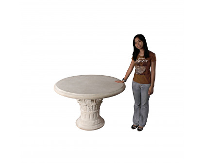 Toscano - Roman Corinthian Capital Architectural Table in Ancient Ivory, Fiberglass