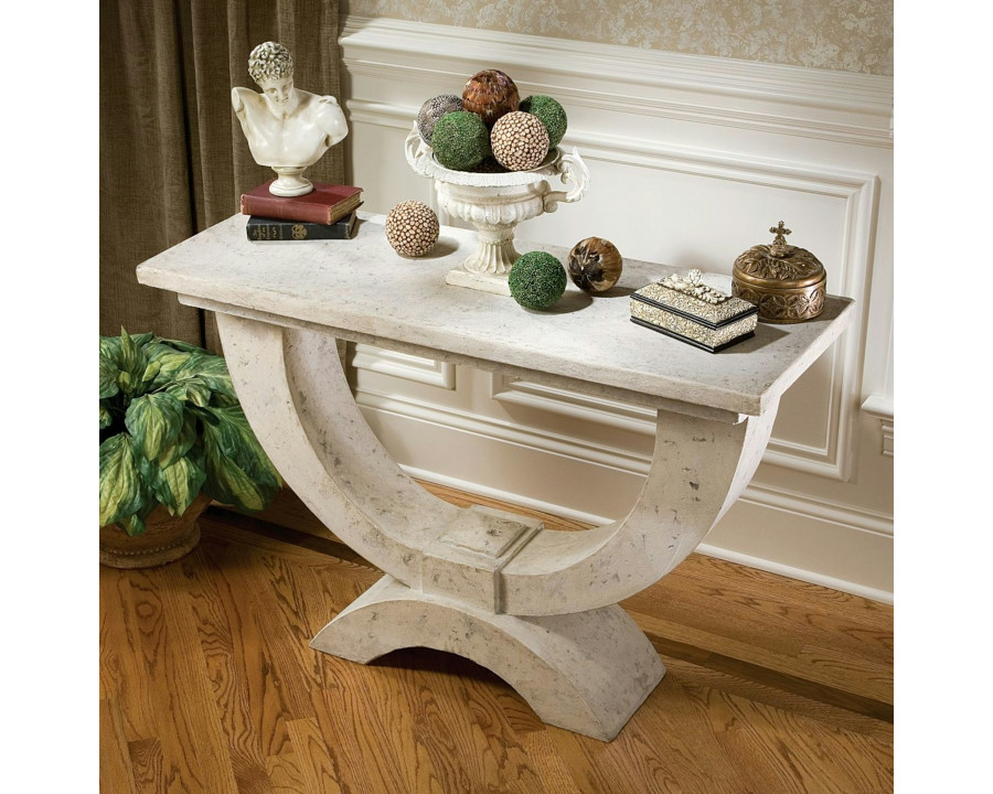 Toscano - The Moderno Arch of Stone Console in Antique Stone, Designer Resin