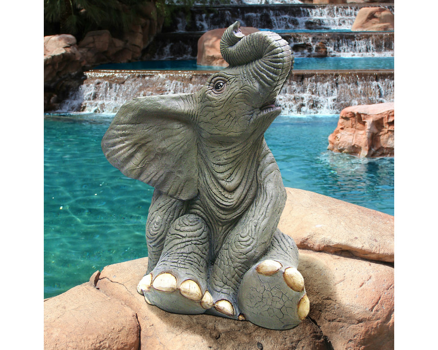 Toscano - Sitting Baby Elephant Garden Statue