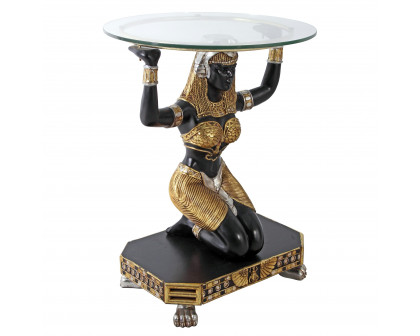 Toscano - Egyptian Goddess Maat Glass-Topped Console Table in Fiberglass