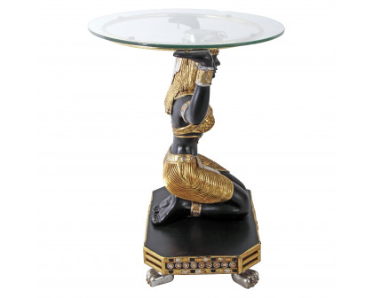 Toscano - Egyptian Goddess Maat Glass-Topped Console Table in Fiberglass