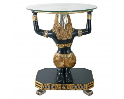 Toscano - Egyptian Goddess Maat Glass-Topped Console Table in Fiberglass