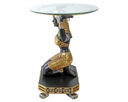 Toscano - Egyptian Goddess Maat Glass-Topped Console Table in Fiberglass