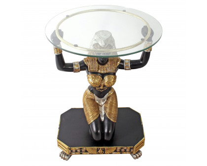 Toscano - Egyptian Goddess Maat Glass-Topped Console Table in Fiberglass