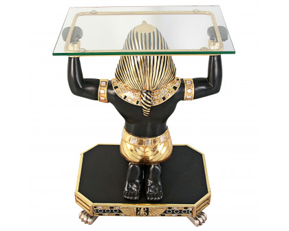 Toscano - Servant to the Pharaoh Glass-Topped Console Table in Fiberglass