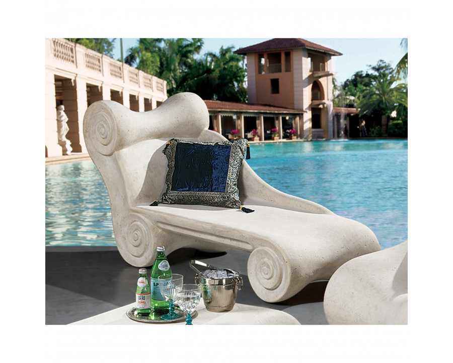 Toscano - Hadrian Villa Roman Spa Chaise Longue in Antique Stone, Fiberglass