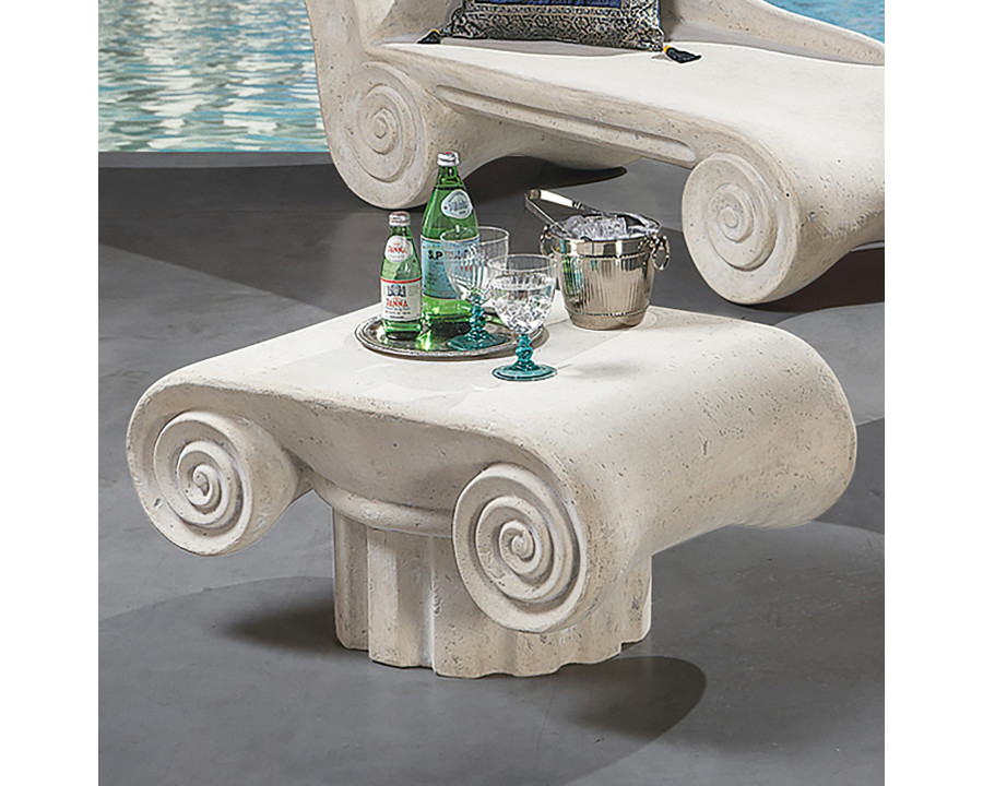 Toscano - Hadrian Villa Roman Column Sculptural Coffee Table in Antique Stone, Fiberglass