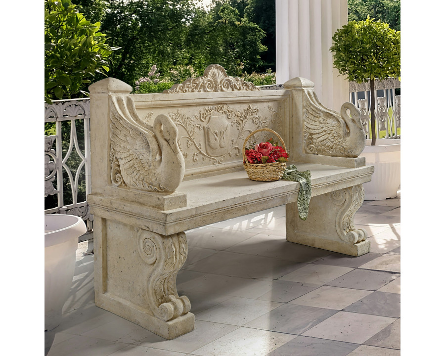 Toscano - Giant Neoclassical Swan Garden Bench in Fiberglass