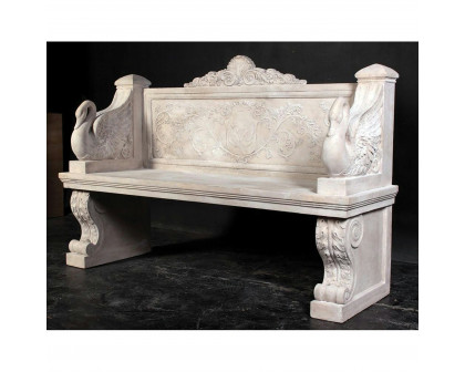 Toscano - Giant Neoclassical Swan Garden Bench in Fiberglass