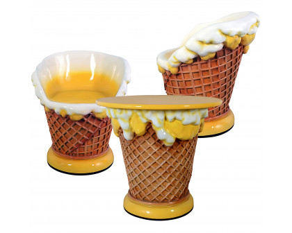 Toscano - Set of Ice Cream Parlor Sculptural Table and 2 Chairs