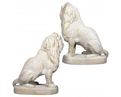 Toscano - Set of Stately Chateau Lion Sentinel Garden Statues Left and Right