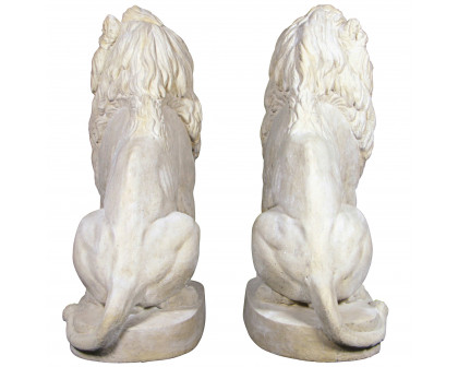 Toscano - Set of Stately Chateau Lion Sentinel Garden Statues Left and Right