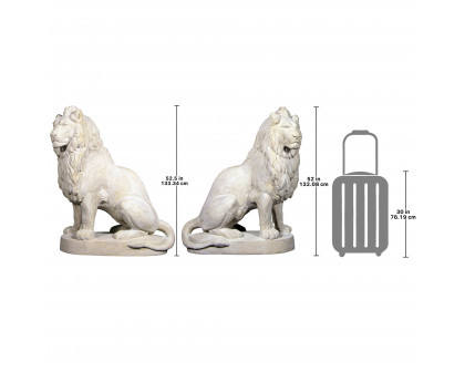 Toscano - Set of Stately Chateau Lion Sentinel Garden Statues Left and Right