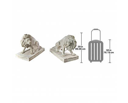 Toscano - Set of 2 Kingsbury Garden Giant Lion Sentinel Statues