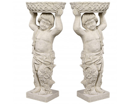 Toscano - Set of 2 Young Bacchus Garden Statues with Basket Planters