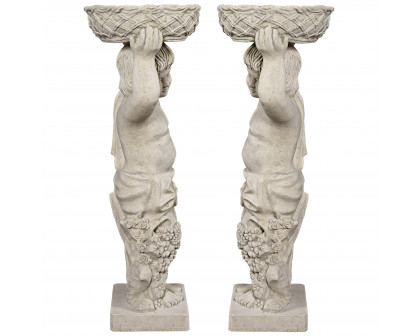 Toscano - Set of 2 Young Bacchus Garden Statues with Basket Planters