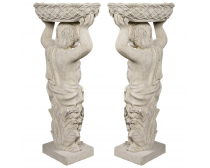 Toscano - Set of 2 Young Bacchus Garden Statues with Basket Planters