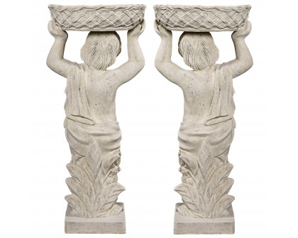 Toscano - Set of 2 Young Bacchus Garden Statues with Basket Planters