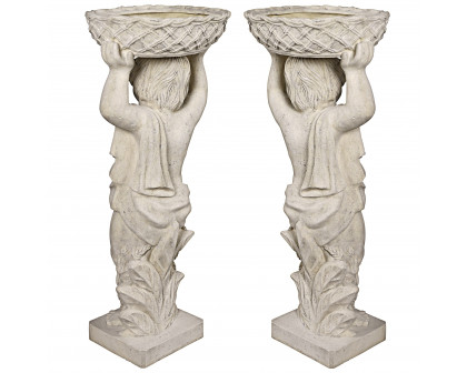 Toscano - Set of 2 Young Bacchus Garden Statues with Basket Planters