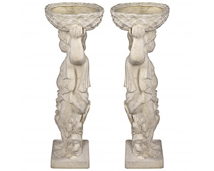 Toscano - Set of 2 Young Bacchus Garden Statues with Basket Planters